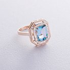 Золотое кольцо (голубой топаз, фианиты) к03279 от ювелирного магазина Оникс