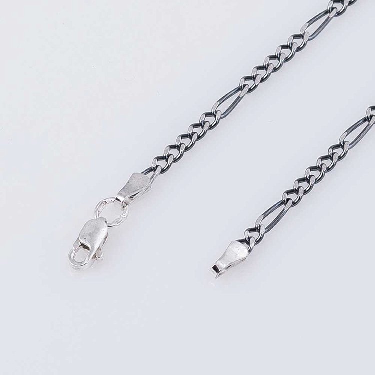 Серебряная черненая цепочка плетение Фигаро 5+1 12663 - 1 Серебряная черненая цепочка плетение Фигаро 5+1 12663 от ювелирного магазина Оникс - 1