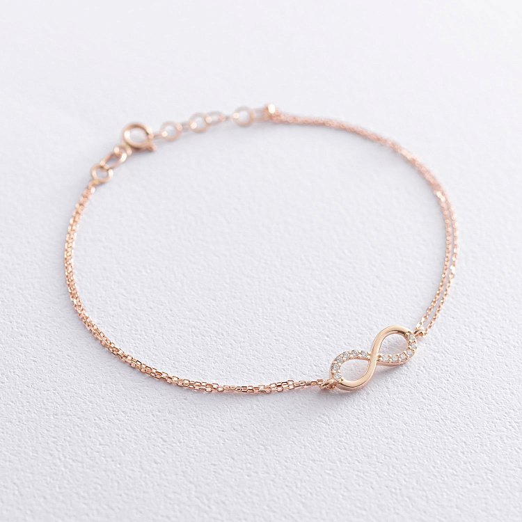 Золотой браслет "Бесконечность" с фианитами б04544 от ювелирного магазина Оникс