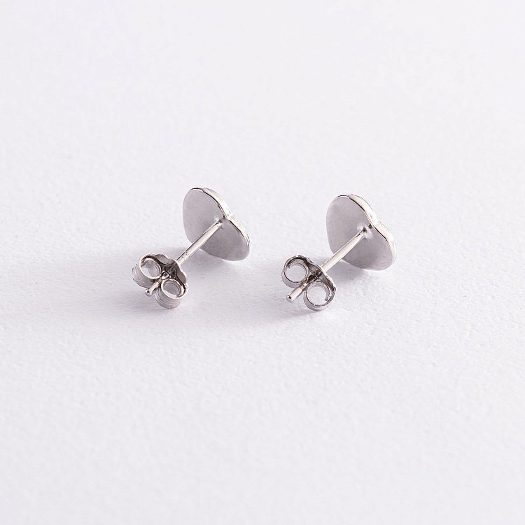 Серебряные серьги - пусеты "Сердечки" с эмалью 123054 от ювелирного магазина Оникс - 2