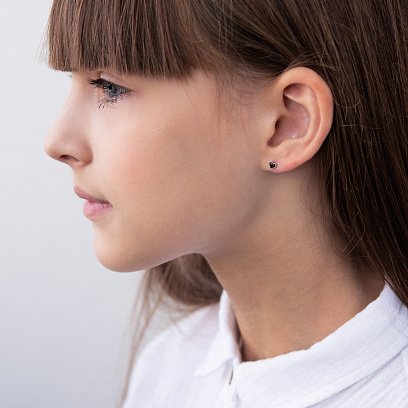 Срібні сережки - пусети "Love" з емаллю 123137 №5