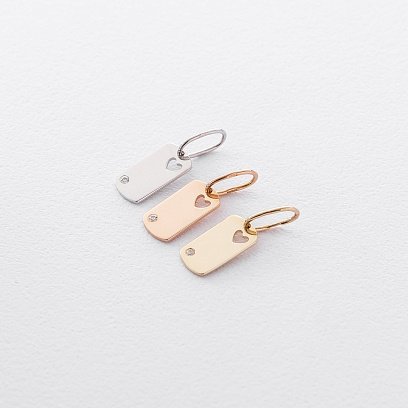 Кулон "Сердечко" для гравировки (белое золото) п03268 №7