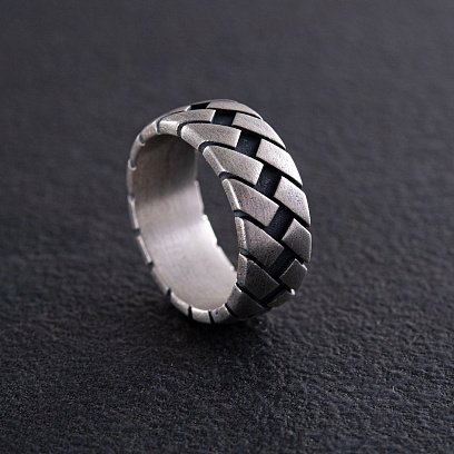 Серебряное кольцо "С принтом шин" 112688 №9