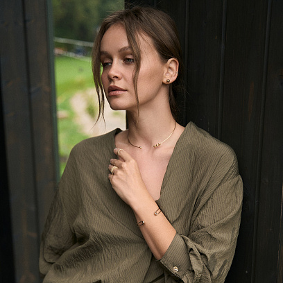 Жесткий браслет "Marlene" с шариками (желтое золото) б05603 №6