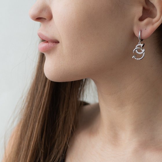 Сережки "Цвяшки" в білому золоті с06744 №2