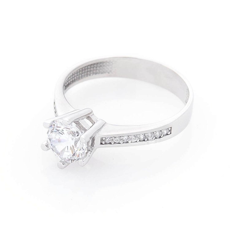 Золотое помолвочное кольцо с фианитами к04734 от ювелирного магазина Оникс - 1