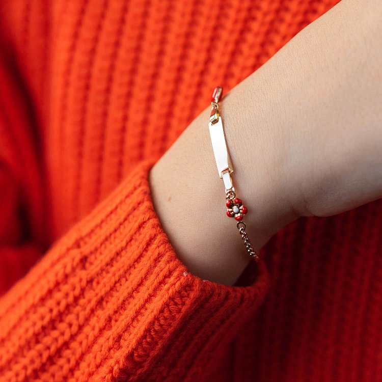 Детский браслет для гравировки "Сердце и цветок" б04213 от ювелирного магазина Оникс - 1