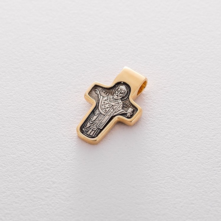 Серебряный крестик с позолотой "Спас Нерукотворный. Св. Николай Чудотворец" 131452 от ювелирного магазина Оникс - 1