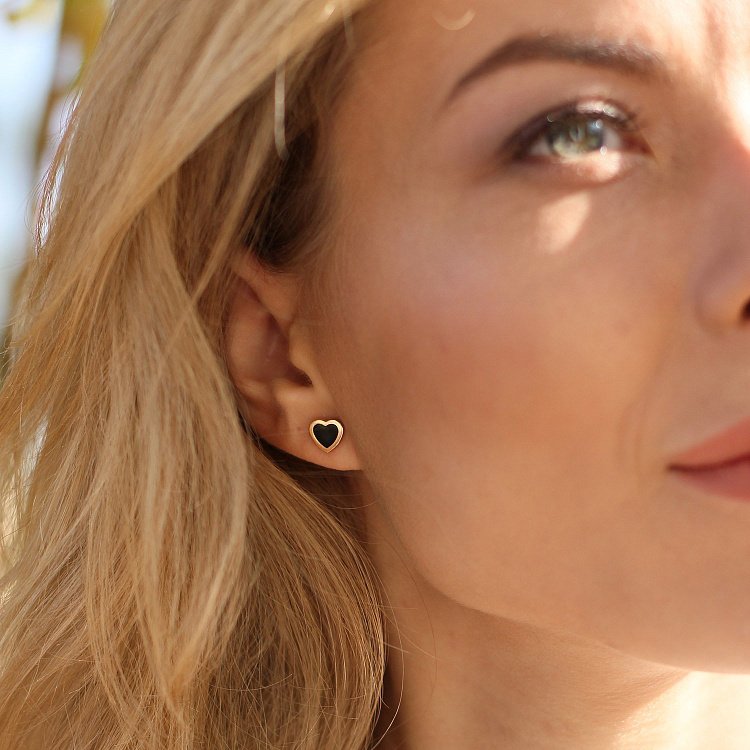 Золоті сережки "Сердечка" (емаль) с06504 від ювелірного магазину Онікс - 1