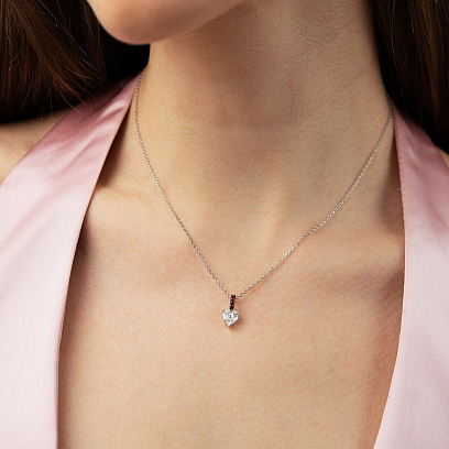 Золоте кольє "Сердечко" з діамантами і рубінами колб0186va №4