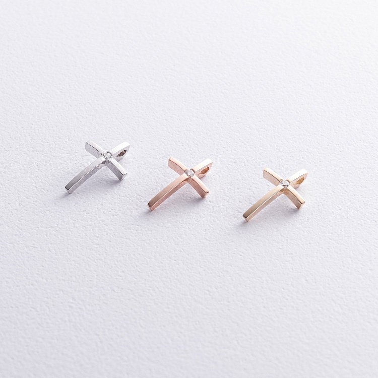 Крестик в желтом золоте с бриллиантом пб0316м от ювелирного магазина Оникс - 2