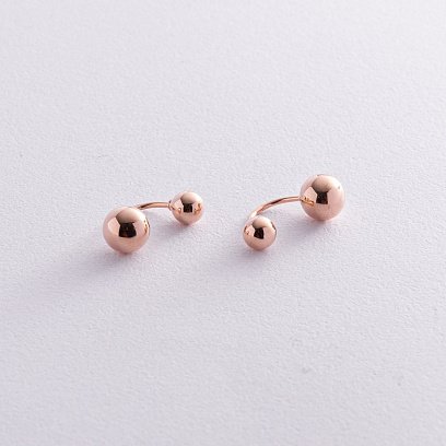 Серьги "Шарики" в красном золоте с08255 №5