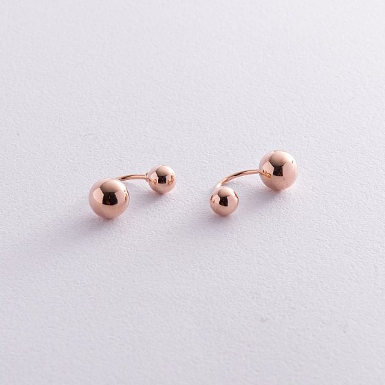 Серьги "Шарики" в красном золоте с08255 №5