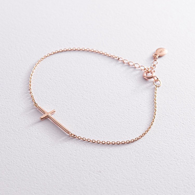 Браслет "Крестик" в красном золоте з2081 от ювелирного магазина Оникс