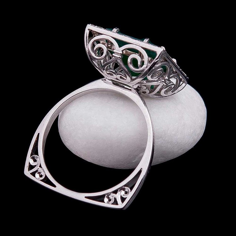 Золота каблучка з агатом і фіанітами 14032086 від ювелірного магазину Онікс - 2