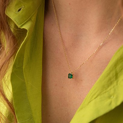 Золоте кольє "Альма" (зелений фіаніт) кол02368 №2