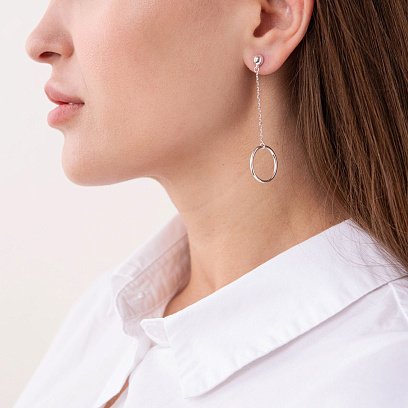 Срібні сережки "Кругообіг на ланцюжку" 123013 №6