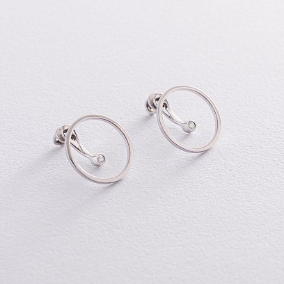 Золоті сережки - джекети "Грейс" з діамантами 102-10077 №2