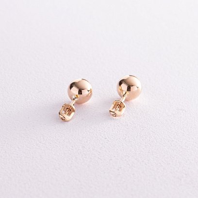 Сережки - пусети "Кульки" у жовтому золоті (0.8 см) с08056 №3