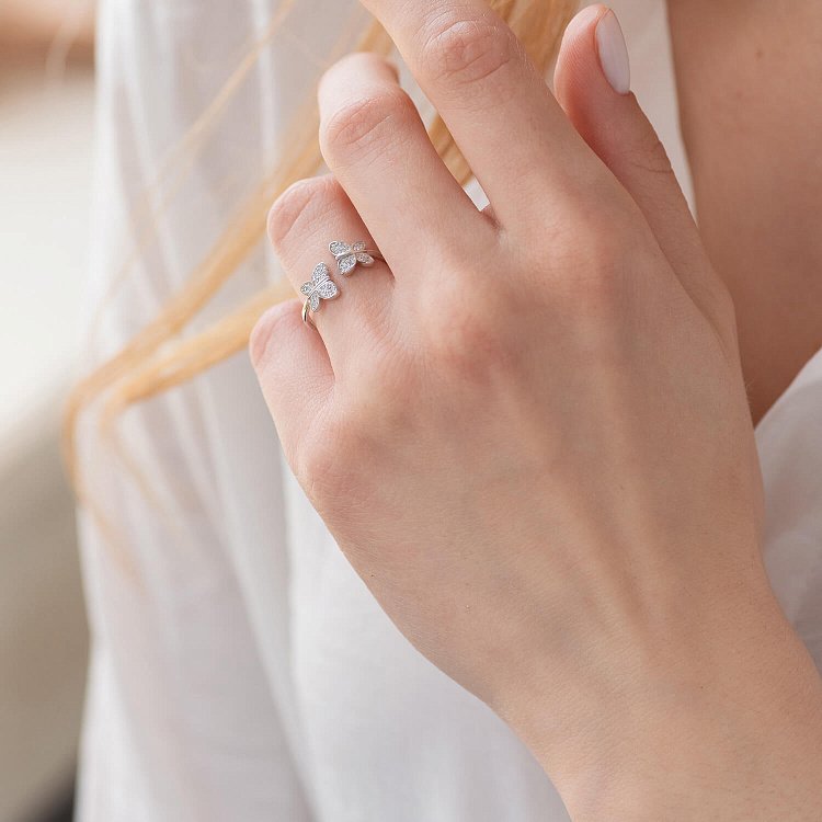 Золота каблучка "Метелики" з діамантами 29351121 від ювелірного магазину Онікс - 5