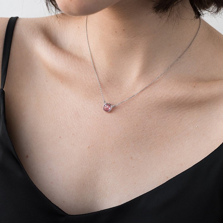 Серебряное колье с синтетическим кварцем 18858 от ювелирного магазина Оникс - 5