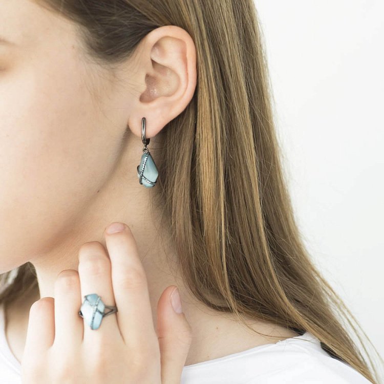 Срібна каблучка (ім.улексит,фіаніт) 112102 - 3 Срібна каблучка (ім.улексит,фіаніт) 112102 від ювелірного магазину Онікс - 3