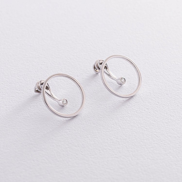 Золоті сережки - джекети "Грейс" з діамантами 102-10077 від ювелірного магазину Онікс - 1