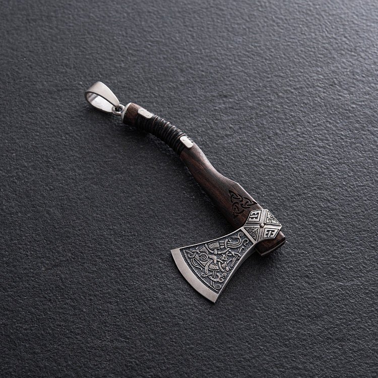 Серебряный кулон "Топор" с деревом кокоболо 7045топ от ювелирного магазина Оникс - 4