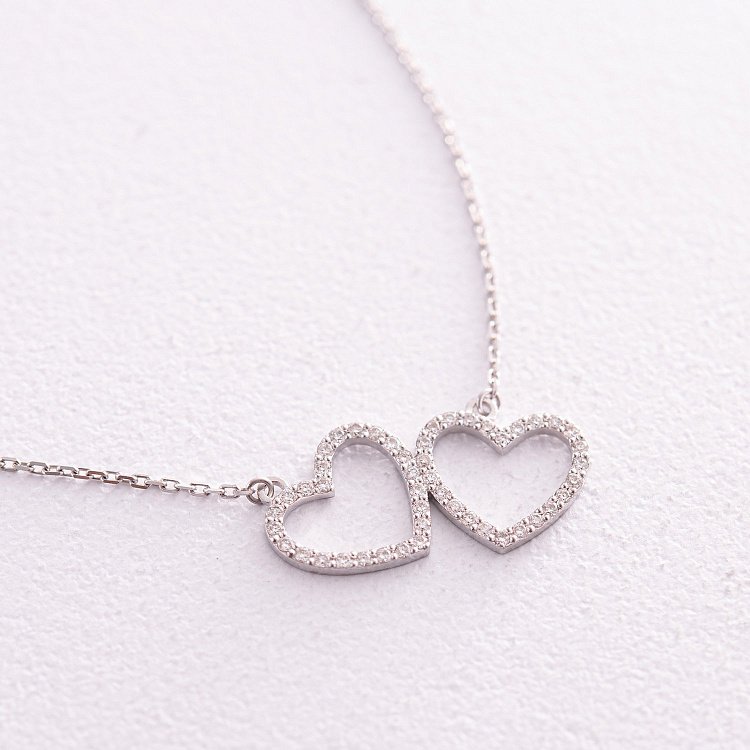 Золотое колье "Сердечки" с бриллиантами 738631121 от ювелирного магазина Оникс - 2