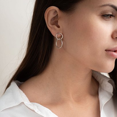 Серьги - пусеты "Кольца" в серебре 122629 №8