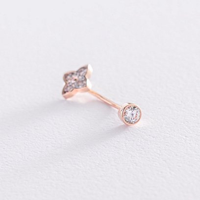 Золотой пирсинг в пупок "Клевер" с фианитами пир00258 №2