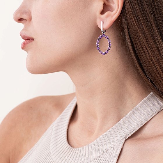 Серебряные серьги с аметистами 2378/1р-AMET №2