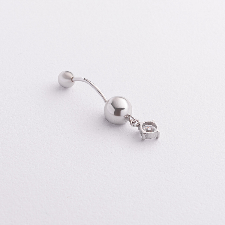 Серебряный пирсинг в пупок с фианитами 6038 от ювелирного магазина Оникс - 1