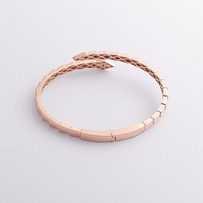 Жорсткий браслет "Змія" у червоному золоті (фіаніти) б05493 №3