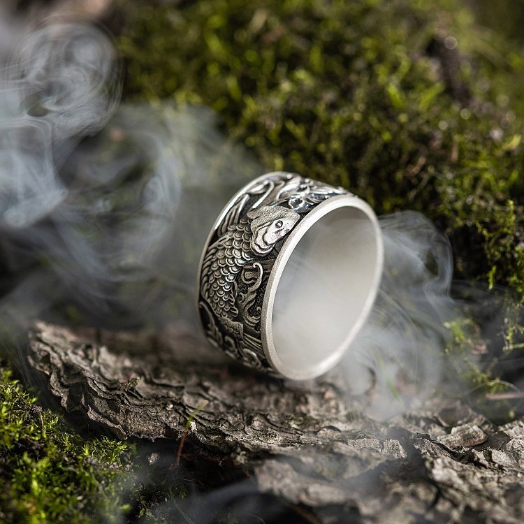 Срібна каблучка "Японські коропи Кої та хвилі" 7020 від ювелірного магазину Онікс - 8