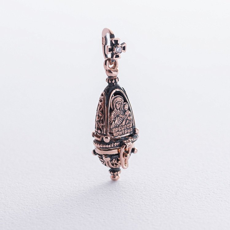 Золотий мощевик "Богородиця" з фіанітом п02533 від ювелірного магазину Онікс