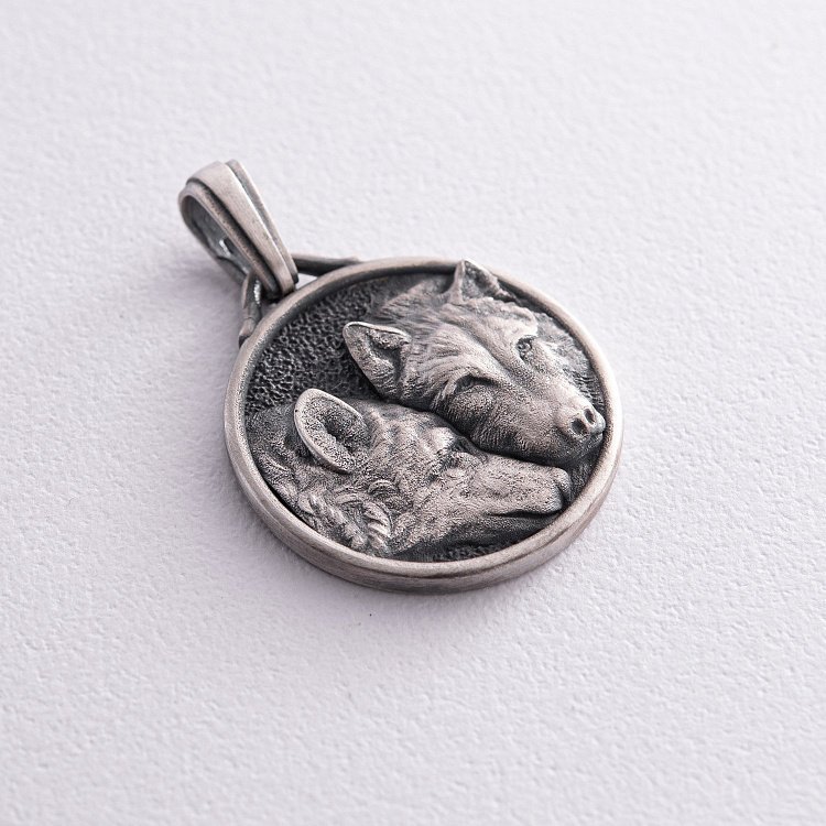 Срібний кулон "Вовча родина" (можливе гравіювання) 133219 від ювелірного магазину Онікс - 10