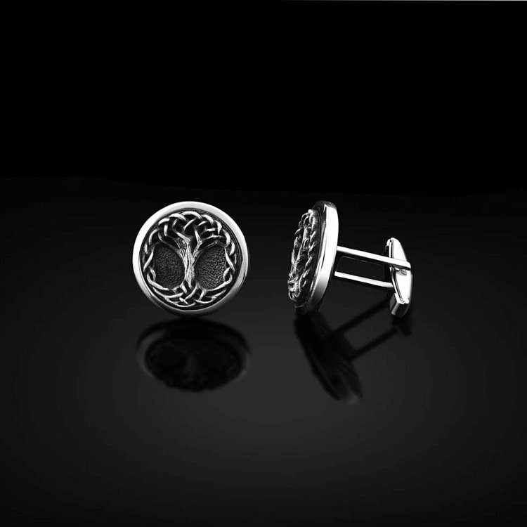 Срібні запонки "Дерево життя" 25075 від ювелірного магазину Онікс - 1