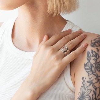 Широкое кольцо "С Украиной в сердце" в серебре 112206укр №8