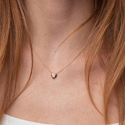 Золотое колье "Сердечко" с фианитом кол01233 №4