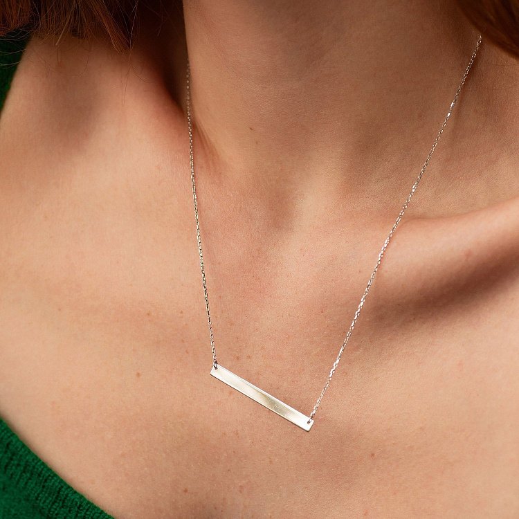 Кольє з пластиною для гравіювання (біле золото) кол02478 від ювелірного магазину Онікс - 1