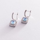 Серебряные серьги с голубыми топазами и фианитами 121350 от ювелирного магазина Оникс - 2
