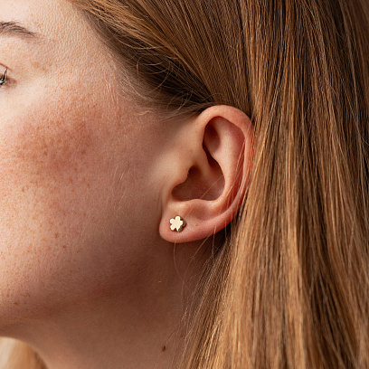 Золоті сережки - пусети "Квіточки" с09240 №5