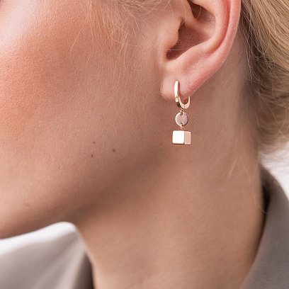 Золоті сережки з кубиками с07838 №3