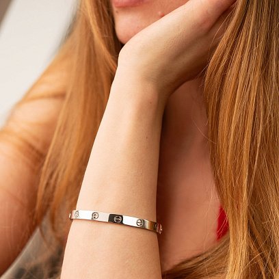 Жорсткий браслет "Love" у білому золоті б05459 №9