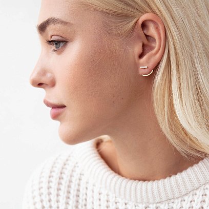 Золотые серьги - джекеты "Эмили" с07653 №3