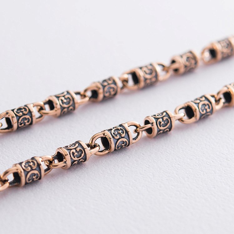 Золотий ланцюжок "Фантазійне плетення" з чорнінням (5мм) ц00355 від ювелірного магазину Онікс - 1