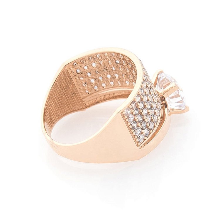 Золотое кольцо с фианитами к05797 от ювелирного магазина Оникс - 2