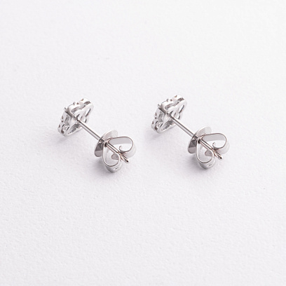 Золоті сережки - пусети "Конюшина" (діаманти, сапфіри) сб0631ca №3