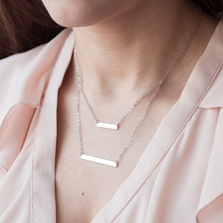 Серебряное двойное колье для гравировки 18999 от ювелирного магазина Оникс